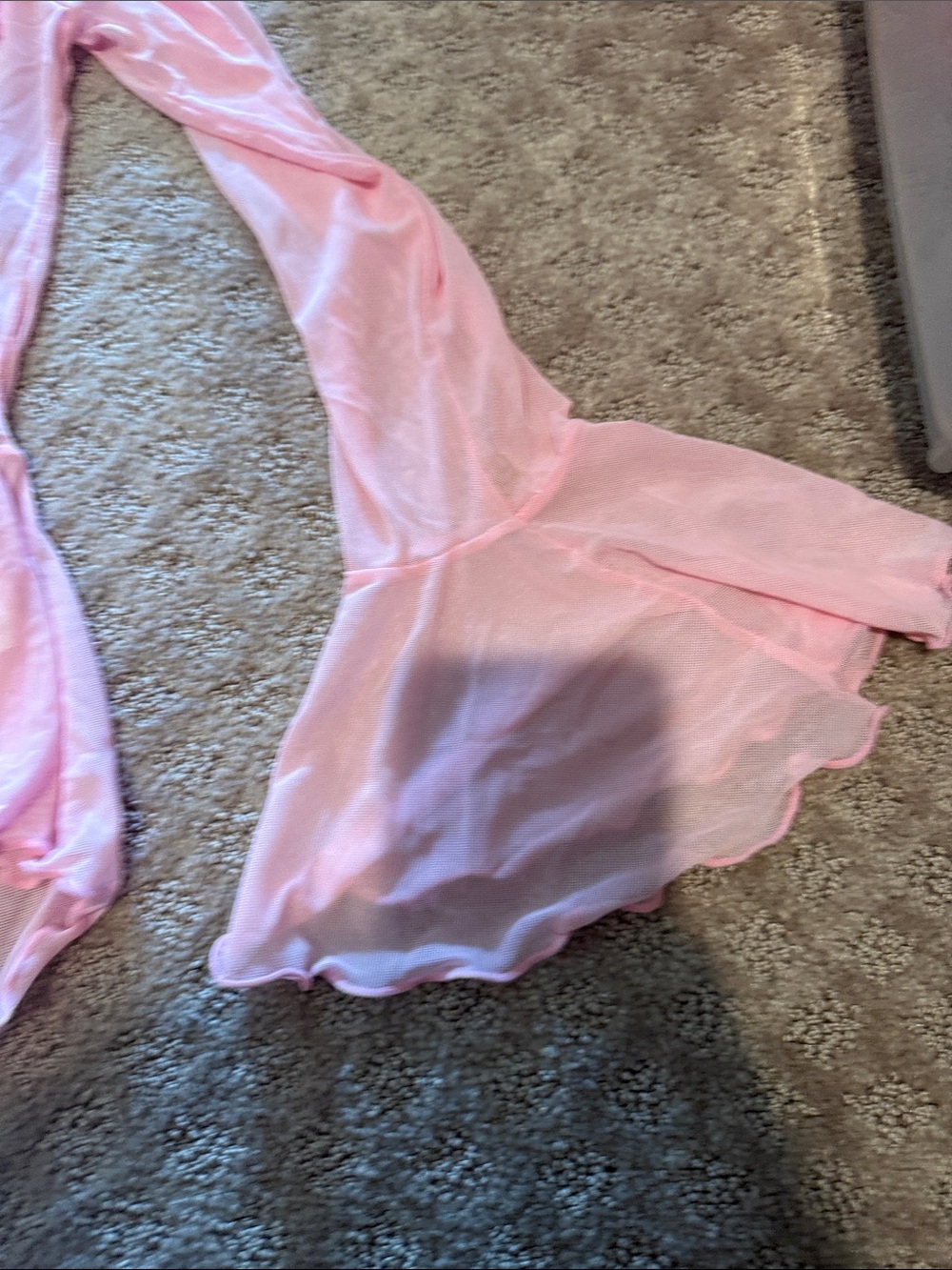 Pink Sheer Ruffled Off-Shoulder Bodysuit - Picture 5 of 7